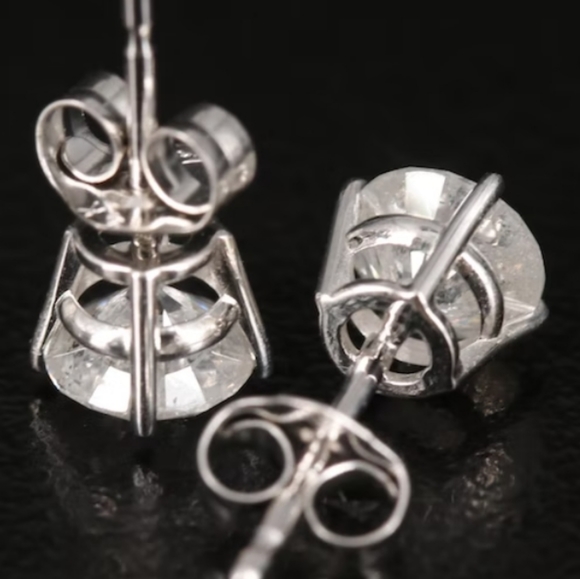 1.02ctw Solitaire Diamond Earrings 14K - Picture 5 of 6